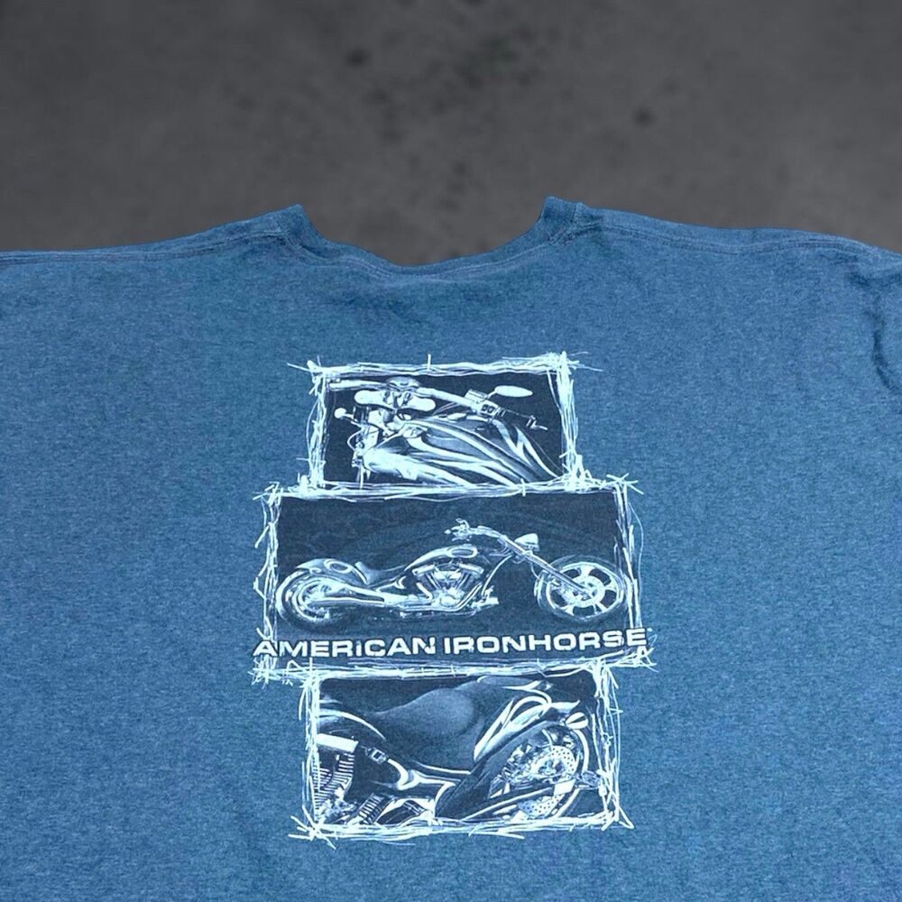 American Iron Horse T shirt Gray Mens 3XL VTG Y2K Motorcycle Front & Back Tee
